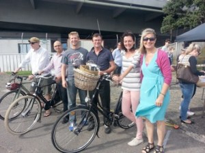 (l to r) Paul Shortland, Member Vernon Tava, Member Rob Thomas, Chair Shale Chambers, Deputy Chair Pippa Coom, Member Deborah Yates. We are standing in a space marked to indicate the 4-metre width of the planned path.